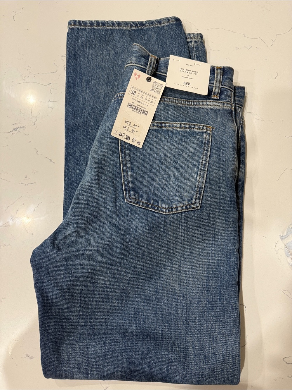 Zara Men Straight Jeans in Blue Denim